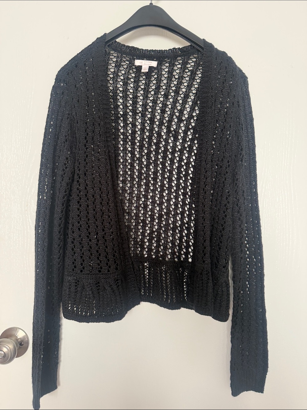 LC Lauren Conrad Black Open-Knit Cardigan